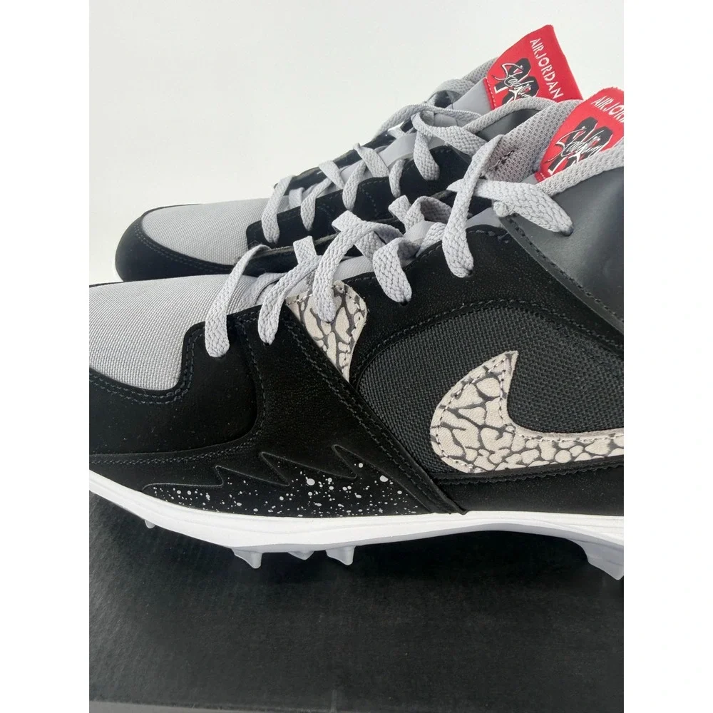 Jordan Stadium 90 Low TD Black Cement Football Cleats HQ0210-060 Mens Size 12
